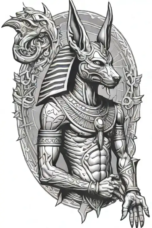 Anubis With Scale And Osiris Forearm Sleeve