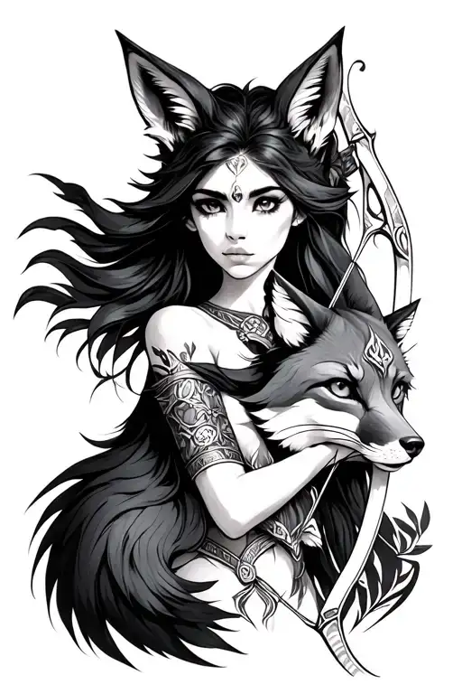 Artemis With Bow Drawn And A Fox