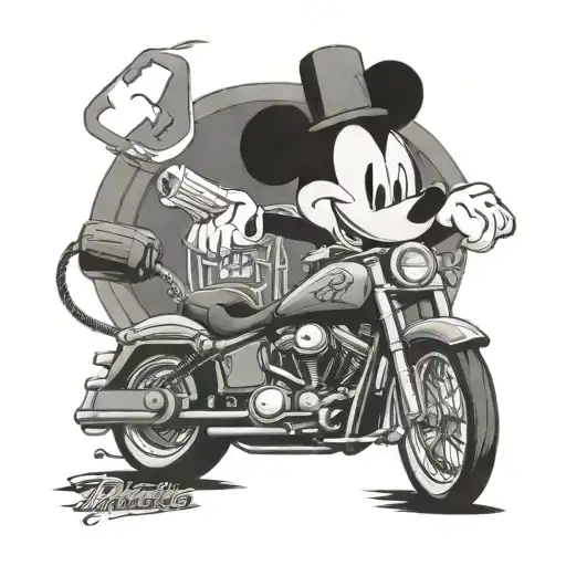 Gangster Mickey Mouse On Harley Davidson
