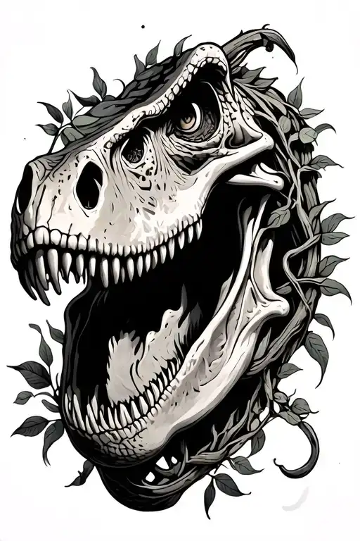 Velociraptor Skull Wrapped In Vines