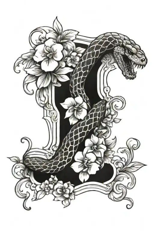 Honeycomb Sleeve With Snake Coming In And Out And Flowers Around It