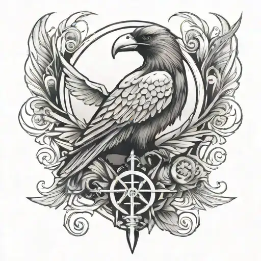Caduceus With Raven Perched