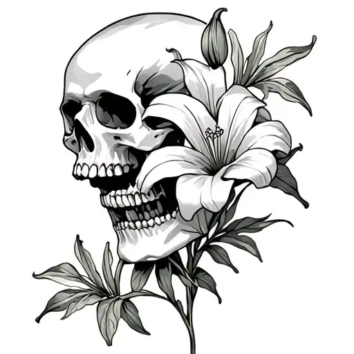 Skull And Lilly Flower