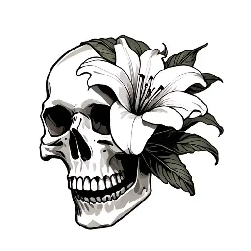 Skull And Lilly Flower