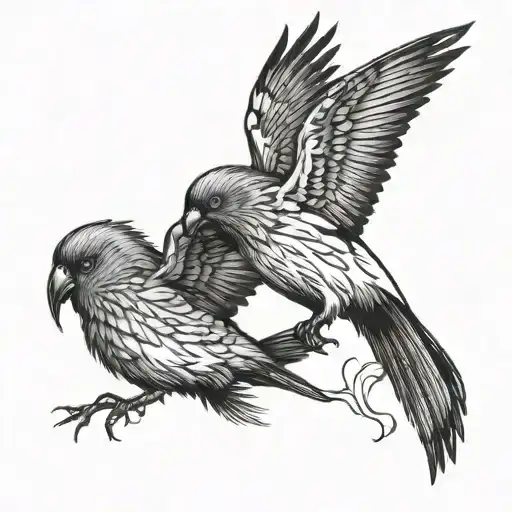 Love Birds Flying Towards