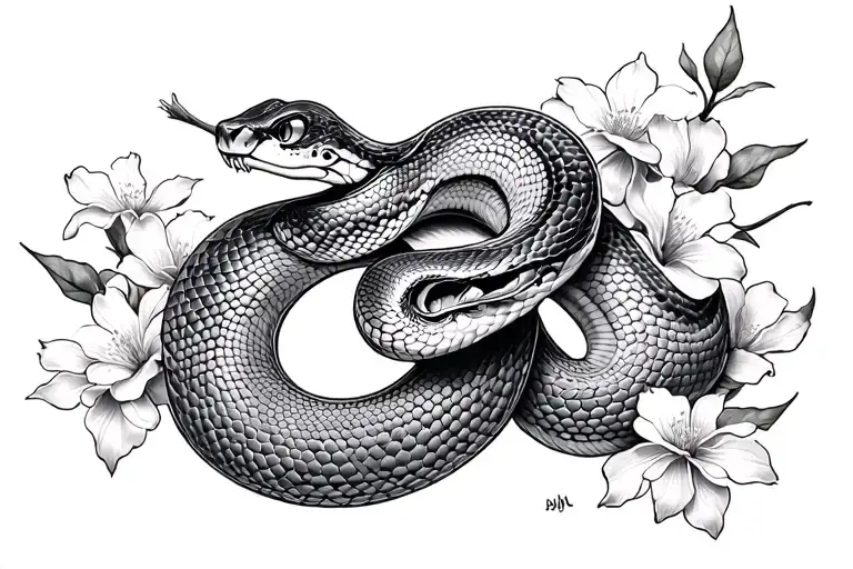 Sakura With Snake Slithering