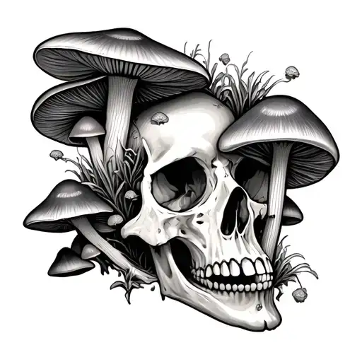 Mushrooms Growing Out Of Skull