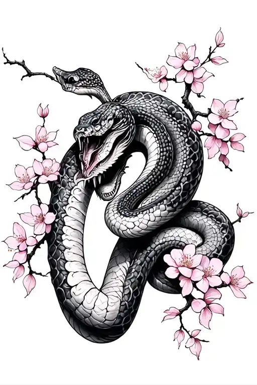 Sakura Tree With Snake