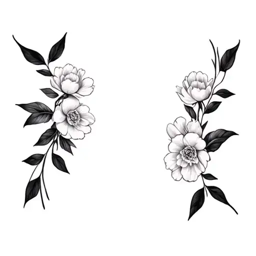 Peonie Flowers And Leaves