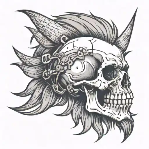 Skull With Punk Hair