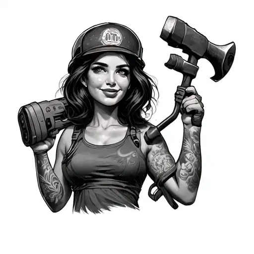 Bopsy Girl Holding Jackhammer