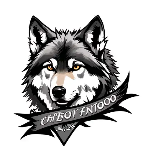 Chest Tattoo With Wolf