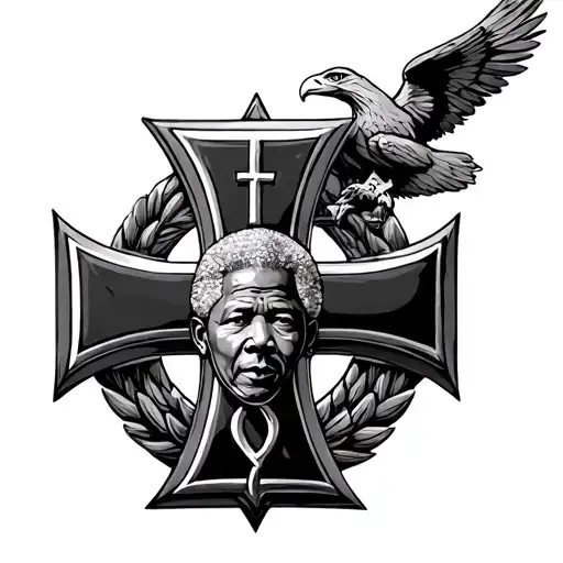 Iron Cross Surrounded By Mandela Patern With An Eagle And Anarchy Symbol