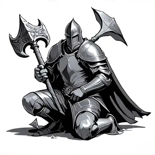Knight Kneeling With A Mace