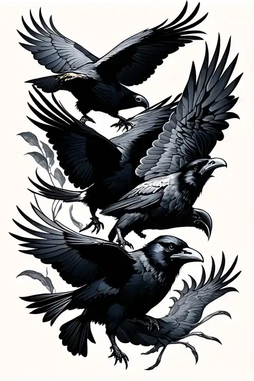 Three Ravens Flying