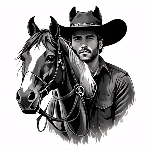 Cowboy And Horse