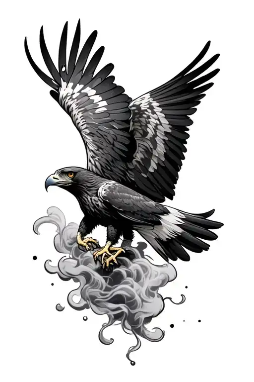 Hawk And Joint Surrounded By Smoke Going