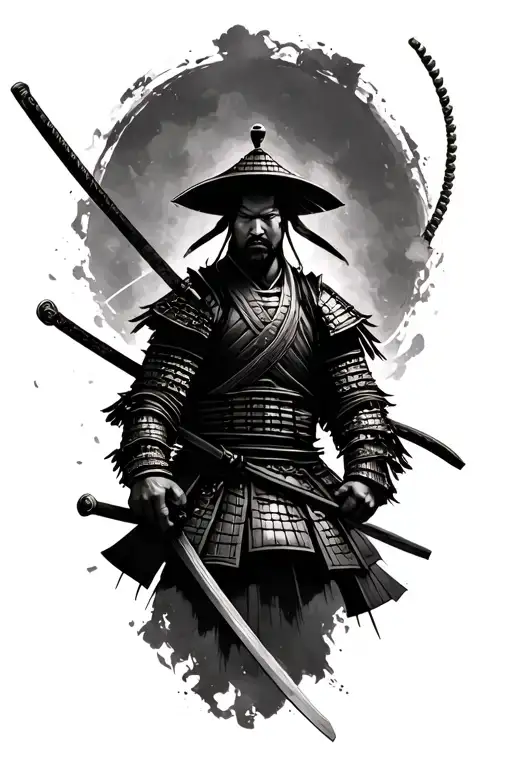 Samurai Of The Edo Del Torso Era Up In Battle Position