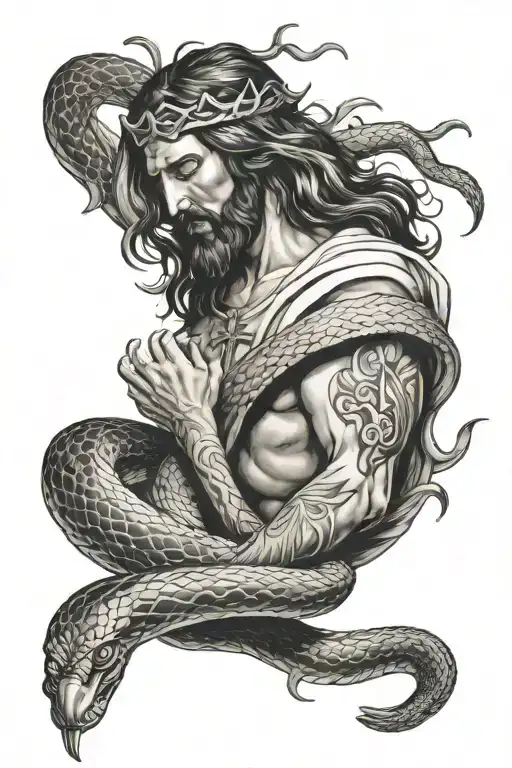 Jesus Killing A Snake