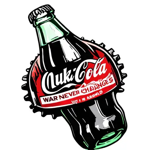 Nuka Cola Bottle Cap With The Words War Never Changes Around The Outside