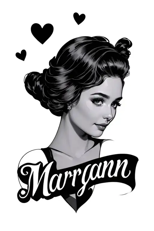 The Name Maryann With Black Hearts Around It