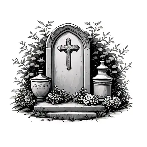 Apothecary Garden With A Cross Headstone
