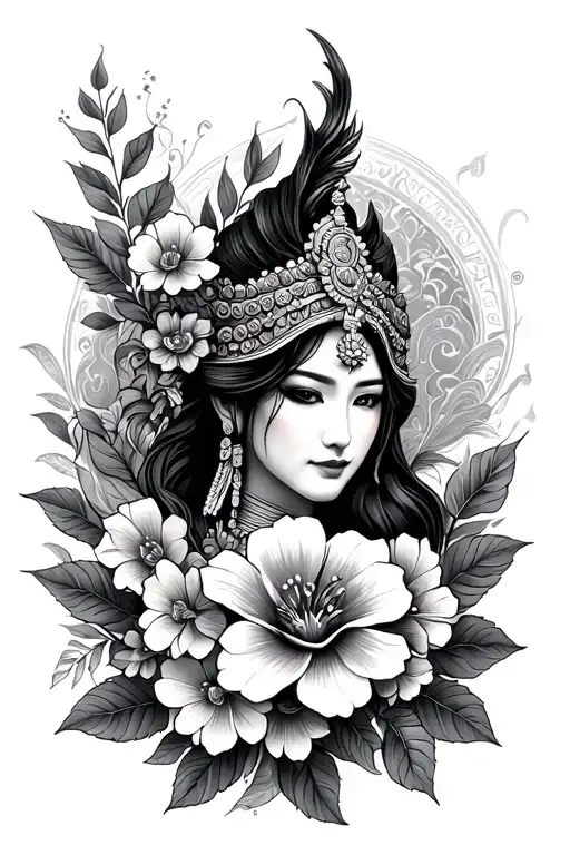 Lao Themed With Flowers
