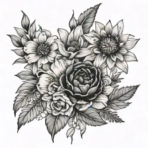 September July February Birth Flower Bouquet