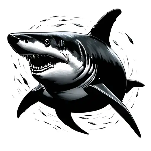 School Of Hammerhead Shark Silhouette Swimming