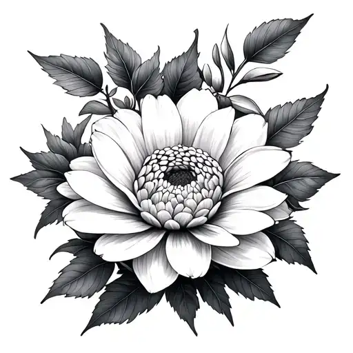 Small Fine Line Honeysuckle And Chrysanthemum Flower