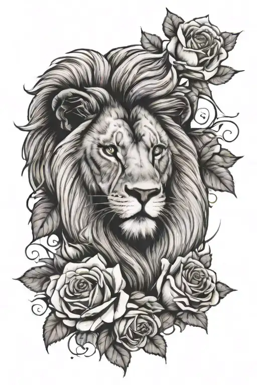Lion And Roses