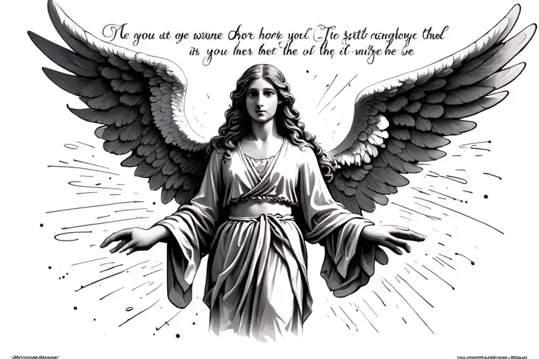 An Angel With Wings Spread Wide And A Written Quote