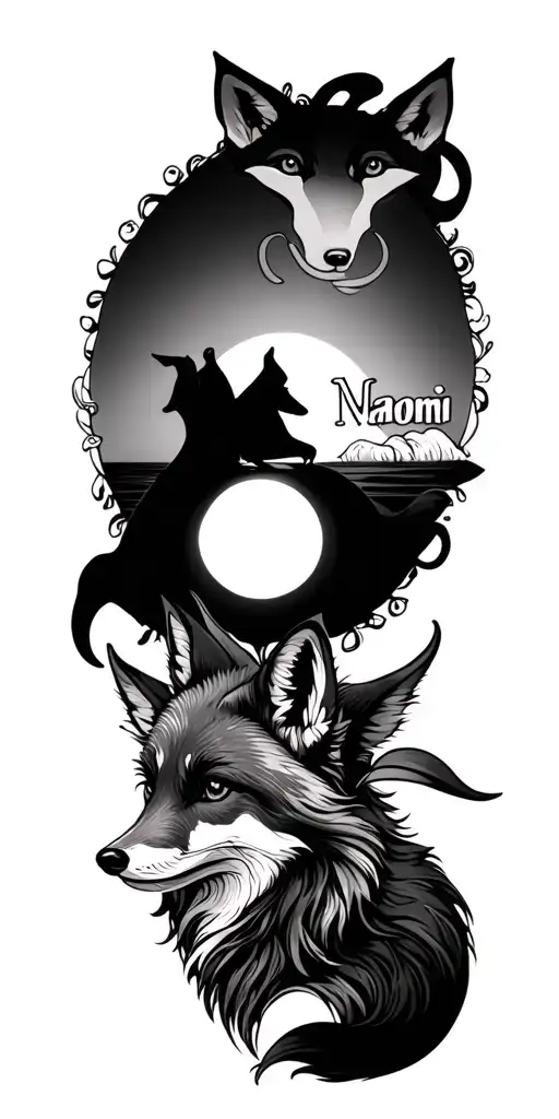 Lilys Around The Name Naomi With Sun Setting With Foxes