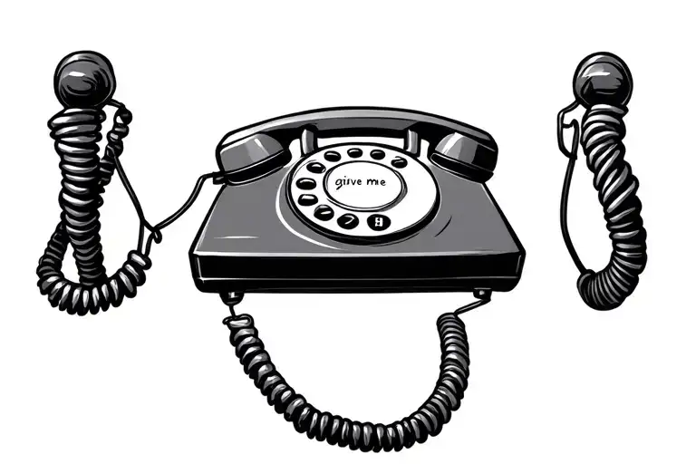 Telephone With 'Give Me Number Nine' Written In The Phone Cord