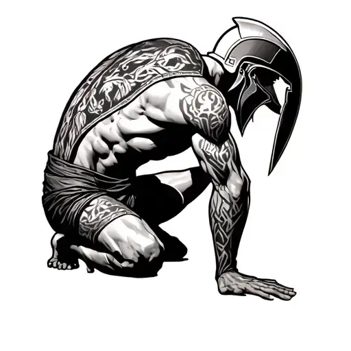 Invuctus Tatoo With Spartan Kneeling But Looking Forward