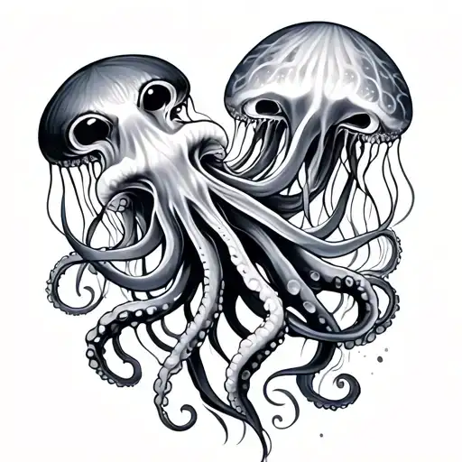 Aquarius Consellation With Jellyfish And Octopus Fighting