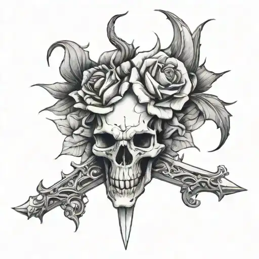 Dragon Skull Rose Dagger