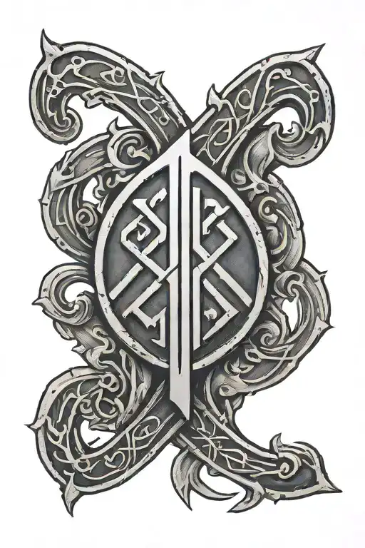 Tyr's Rune Inscribed On Hand Print