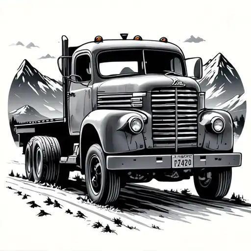 Old Truck Driving In Mountains