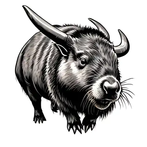Carabao With A Beaver