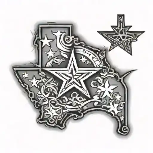 Texas State Outline With Texas Theme Inside