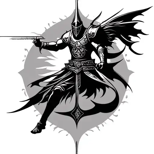 Arabic Calligraphy Warrior Battling