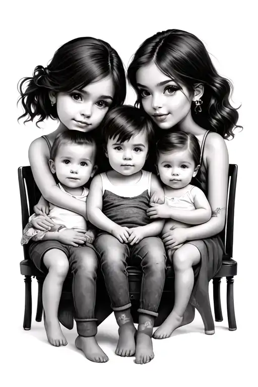 Mum And Her 4 Children Sitting 2 Girls 12 Yrs Old 1 Boy 3 Years Old Who Has Died And A Baby Girl