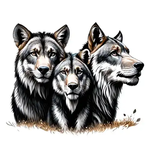 Father And Two Sons Animal