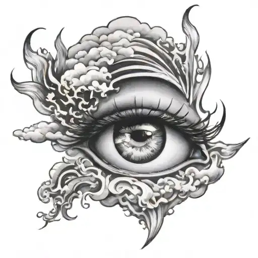 Clouds With A Eye In It And Flames In The Eye Inside
