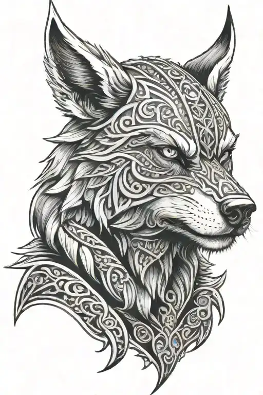 Viking Wolf Face