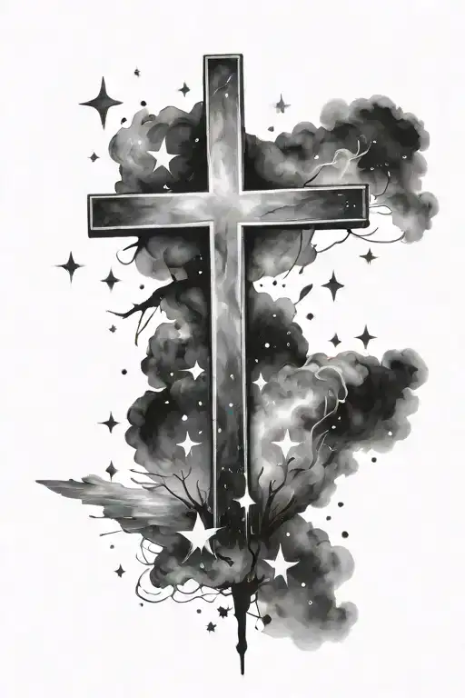 Crosses Sky Filled With Stars Writing