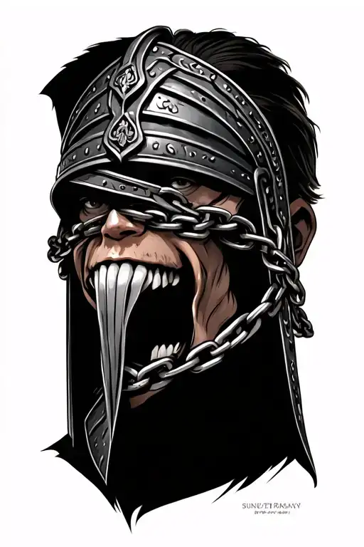 Gladiator With Chain Wrapped Around Mouth