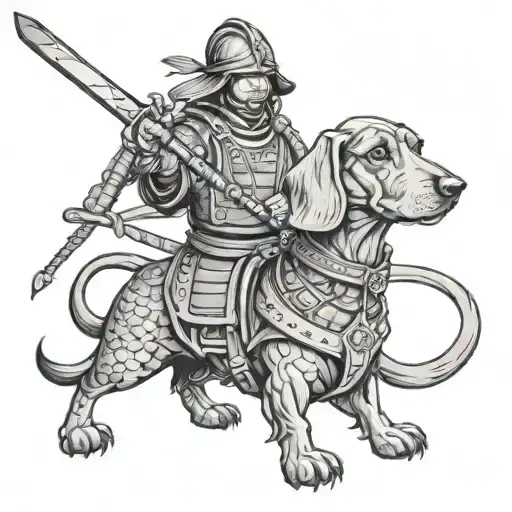Daschund Dog In A Samurai Warrior