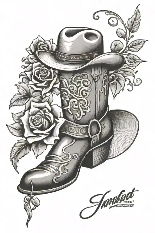 Cowboy Boot Flowers And Hat
